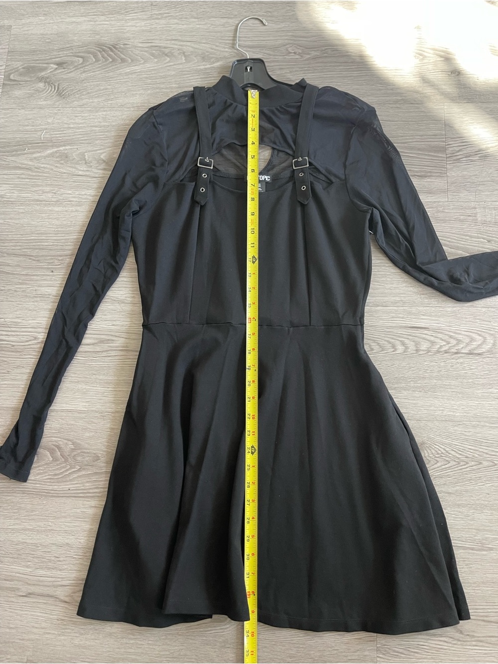Hot Topic Black mesh and buckle Long Sleeve Cutout A-Line Dress - Picture 6 of 8